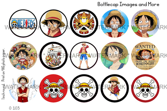 Manga One Piece Inspired Bottle Cap Image