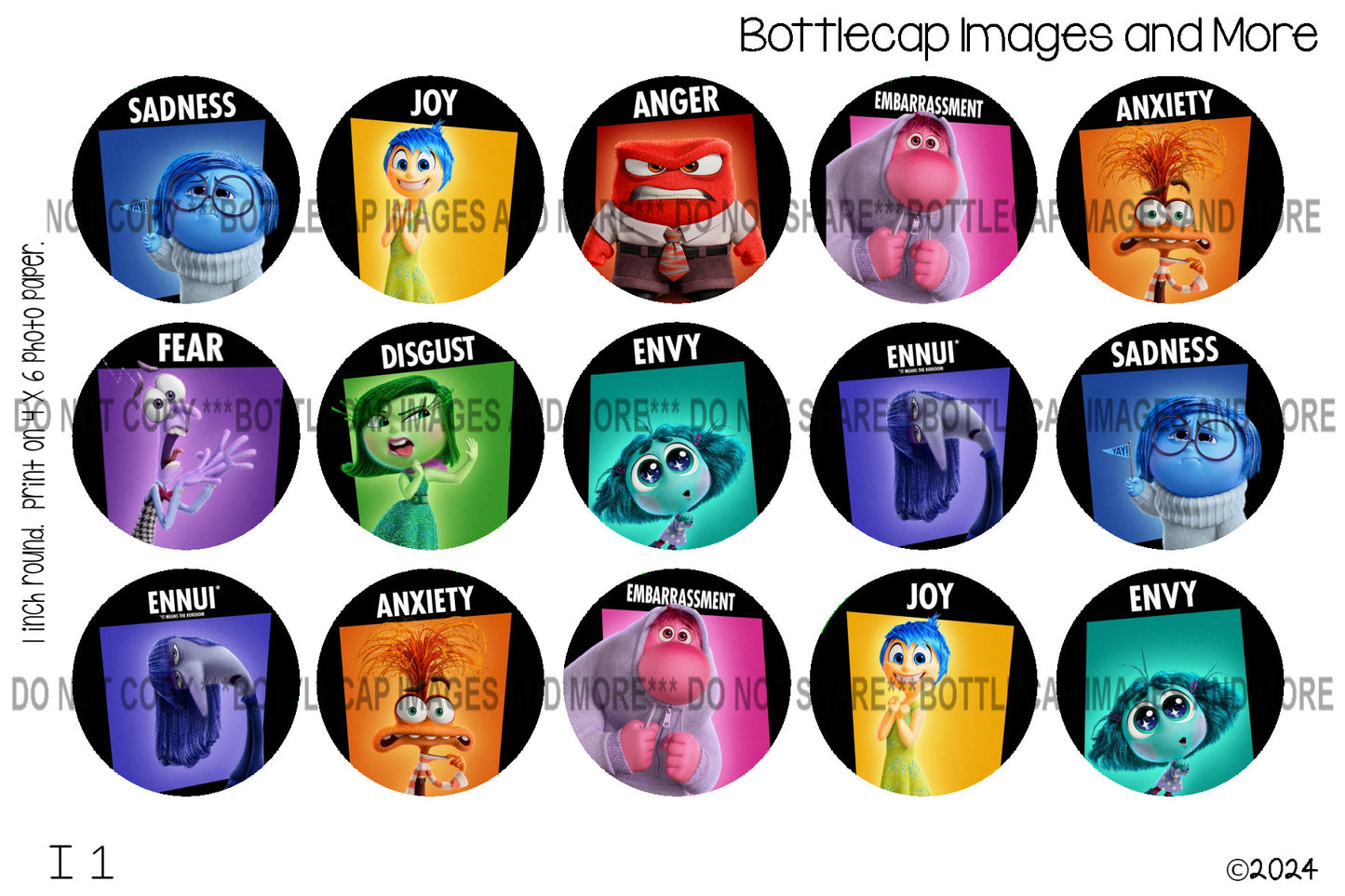 Inside Out Inspired Bottle Cap Image i1